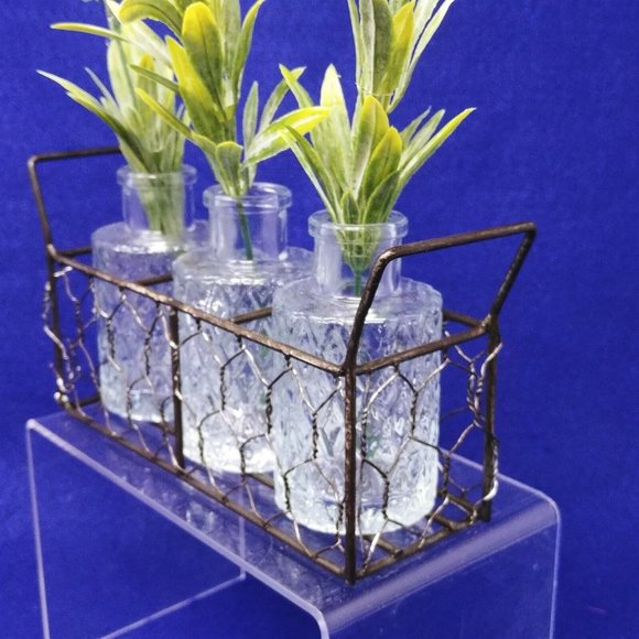 Wire Mesh Basket Glass Bottles Craft Wedding Farmhouse Shabby Chic Rustic - Picture 3 of 11